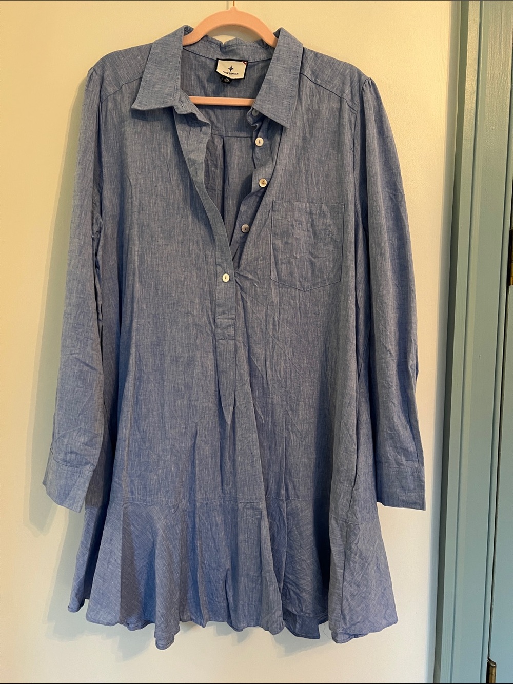 Tuckernuck Chambray Blue Mini Shirt Dress